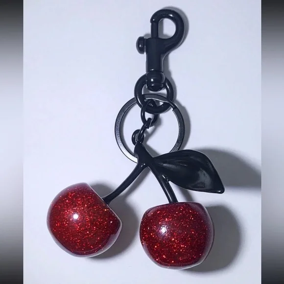 Red Cherry w/Black Stem Purse Charm - Picture 4 of 4